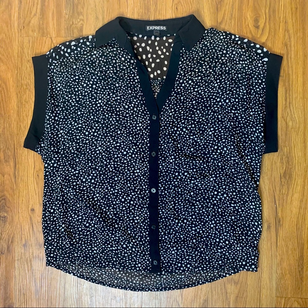 Black and White Polka Dot Sheer Blouse